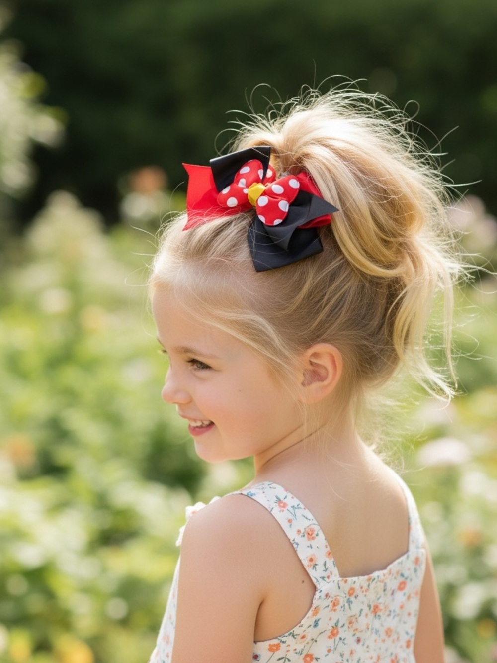 New BUNDLE of 2 Girls MickeyMouse Red Layered Bow Hair‎ Clip Disney Parks Outfit
